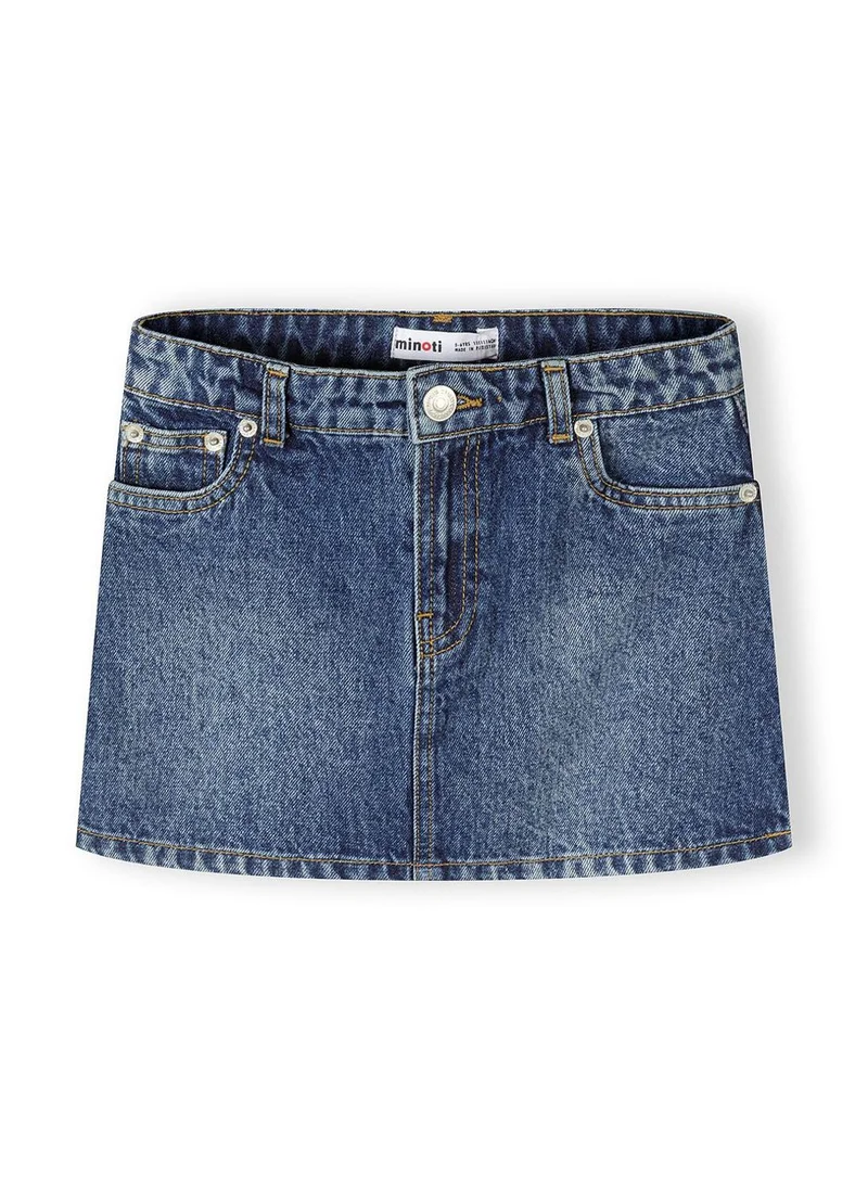 MINOTI Girls dark blue denim A-line skirt with adjustable waist